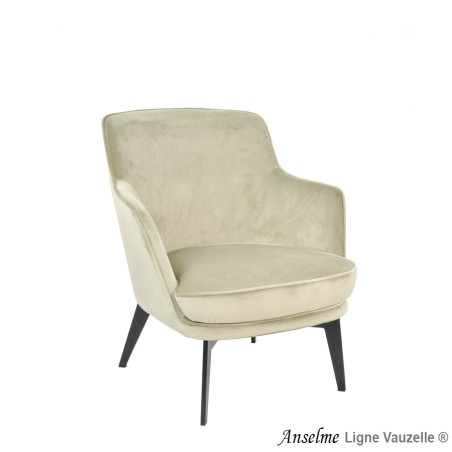 Fauteuil Lounge "ANSELME", Pieds en Acier Epoxy Noir