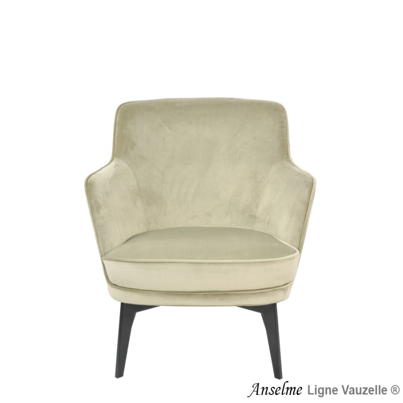 Fauteuil Lounge "ANSELME", Pieds en Acier Epoxy Noir