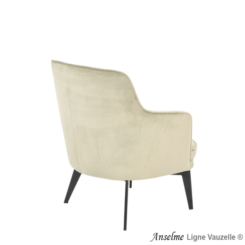 Fauteuil Lounge "ANSELME", Pieds en Acier Epoxy Noir