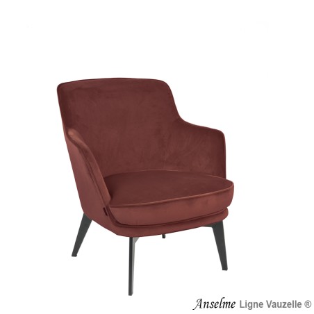 Fauteuil Lounge "ANSELME", Pieds en Acier Epoxy Noir