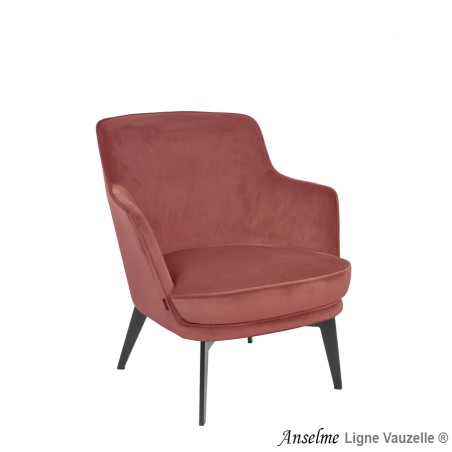 Fauteuil Lounge "ANSELME", Pieds en Acier Epoxy Noir