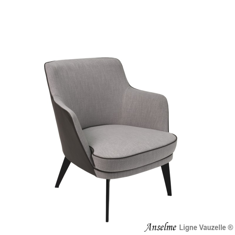 Fauteuil Lounge "ANSELME", Pieds en Acier Epoxy Noir