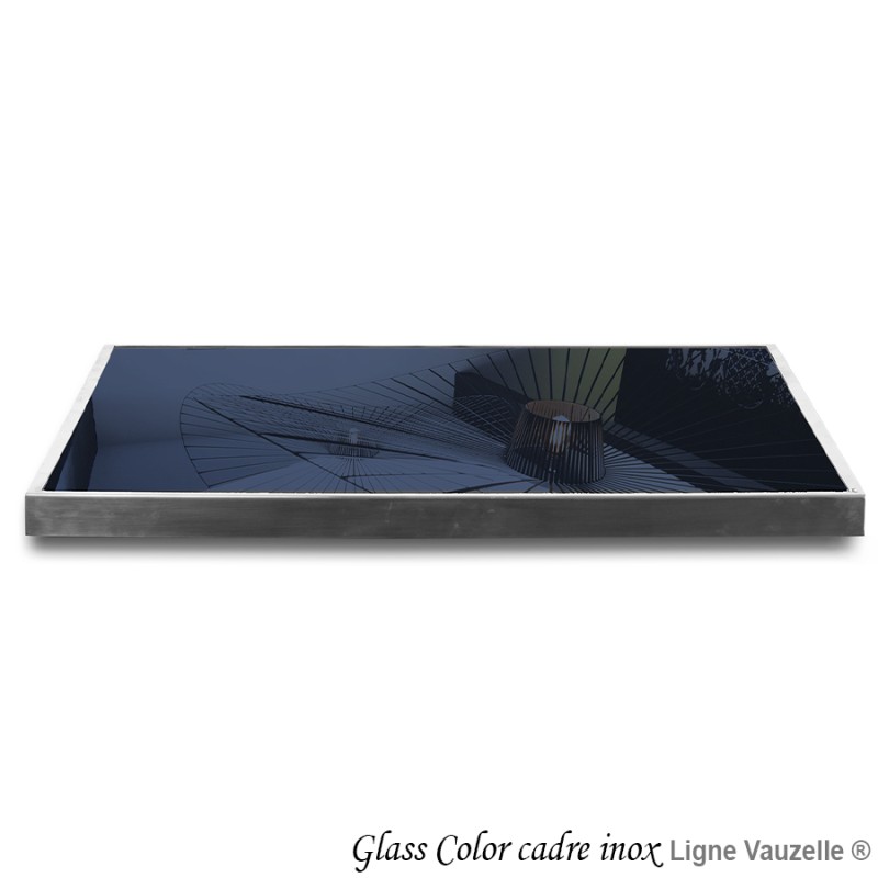Plateau GLASS-COLOR CADRE INOX Verre SECURIT