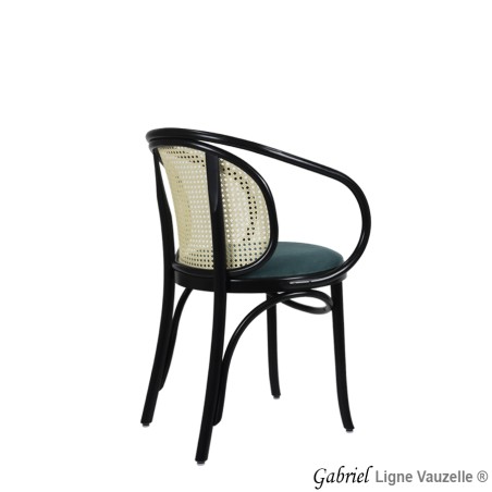 Fauteuil GABRIEL Avec Galette tapissée Dos Cannage Naturel