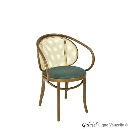 Fauteuil GABRIEL Avec Galette tapissée Dos Cannage Naturel