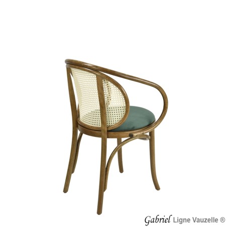 Fauteuil GABRIEL Avec Galette tapissée Dos Cannage Naturel