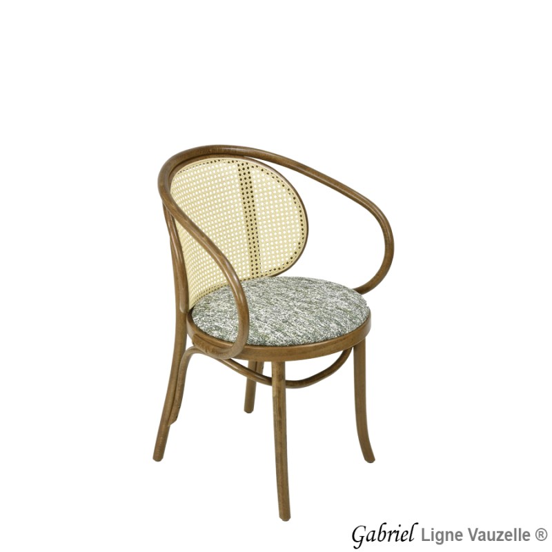 Fauteuil GABRIEL Avec Galette tapissée Dos Cannage Naturel