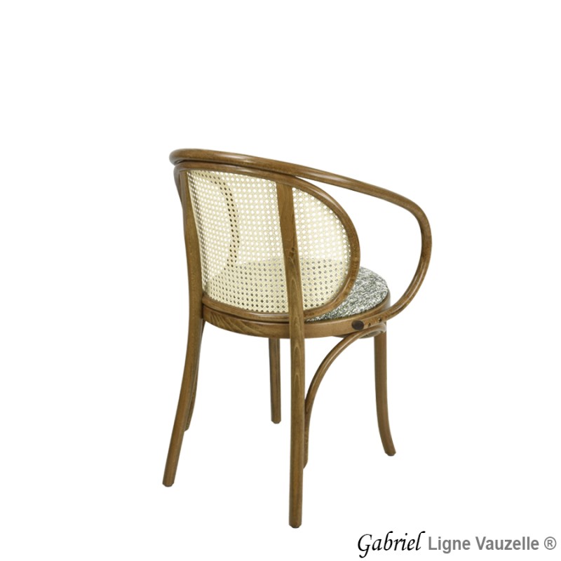 Fauteuil GABRIEL Avec Galette tapissée Dos Cannage Naturel