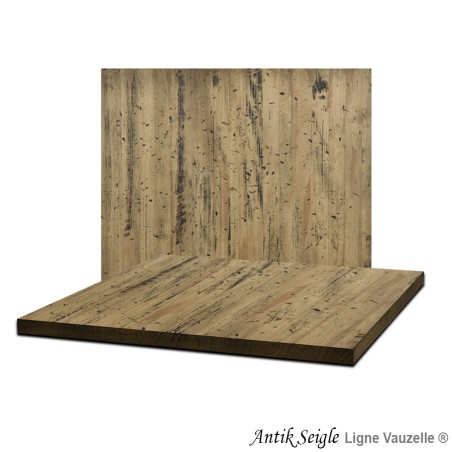 Plateau "ANTIK SEIGLE Pin Massif Vieilli Martelé" Ep. 3cm
