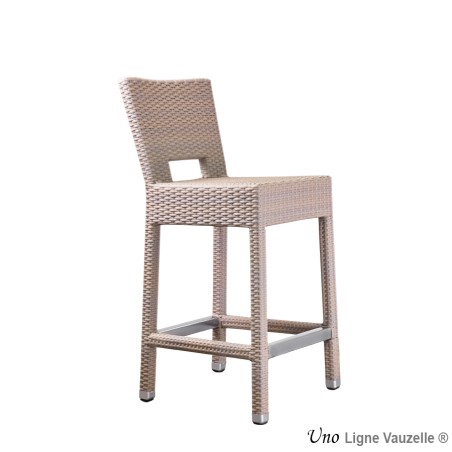 Tabouret "UNO 60" Avec Dossier, Aluminium, Tressé :...