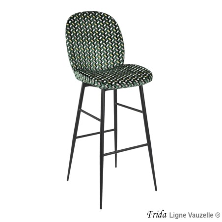 Tabouret "FRIDA", Pieds en Acier Epoxy Noir