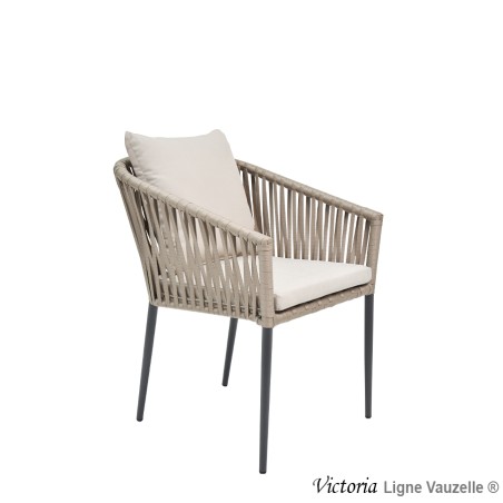 Fauteuil "VICTORIA LV" Sangles tressés avec Coussin Ass & Dos Sauge.