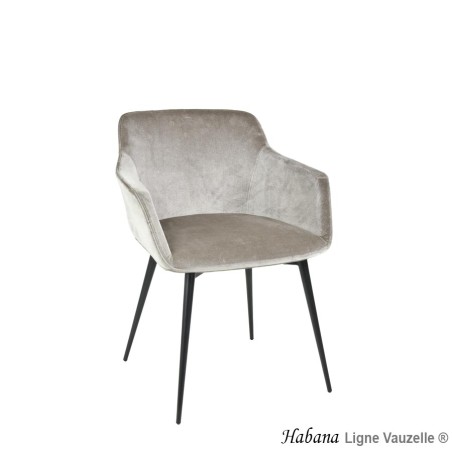 Fauteuil "HABANA", Pied Acier Etrille Epoxy Noir, Velours SISAL.