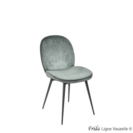 Chaise "FRIDA Velours Anthracite", Pieds en Acier Noir Mat Grain.