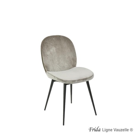 Chaise "FRIDA Velours Sisal", Pieds en Acier Noir Mat Grain.