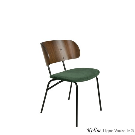 Chaise "KOLINE Assise Garnis & Dossier Noyer veritable"