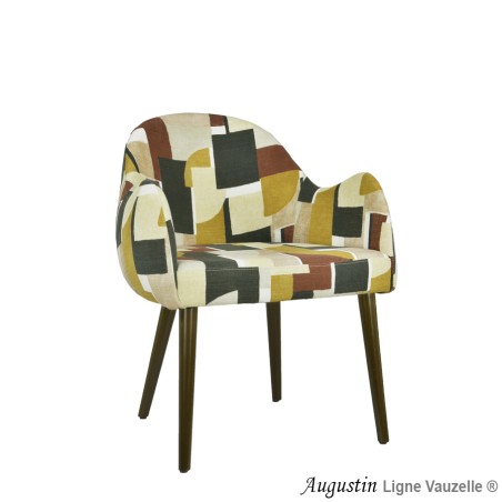 Fauteuil "AUGUSTIN" Pieds Bois Conique