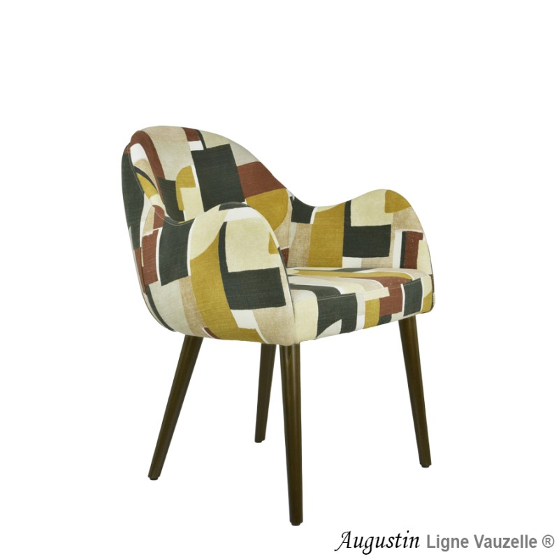 Fauteuil "AUGUSTIN" Pieds Bois Conique