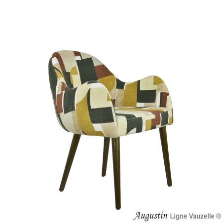 Fauteuil "AUGUSTIN" Pieds Bois Conique