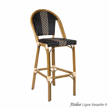 Tabouret ATOLEO Tressage Noir et Beige