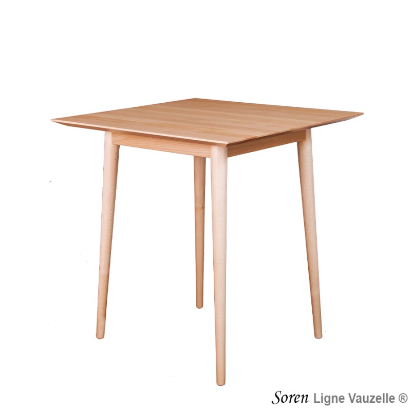 Table SOREN Vernie 4 Pieds HT.75 Plateau Hêtre 70x70 cm
