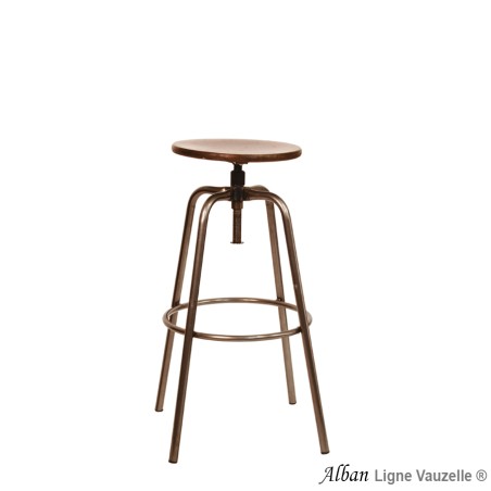 Tabouret "ALBAN Bois" Assise Ajustable de 70 à 80
