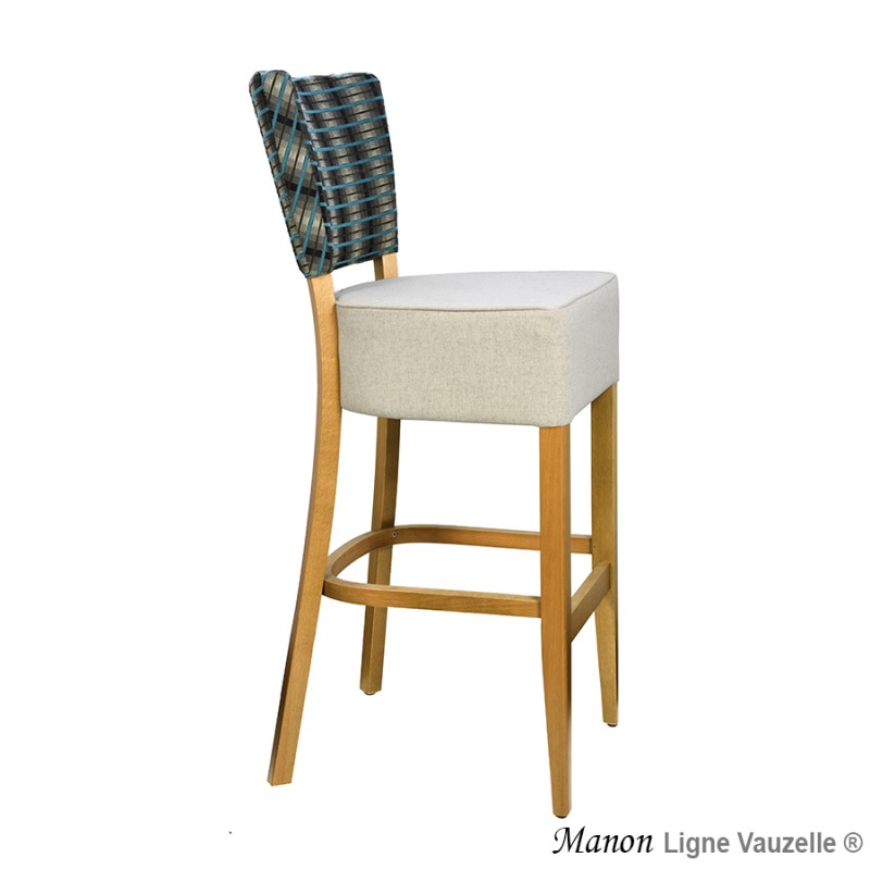 Tabouret MANON Dos Tapissé Assise Epaisse XL Ht.Ass 80cm