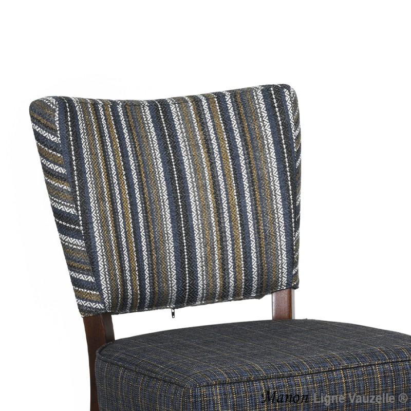 Tabouret MANON Dos Tapissé Assise Epaisse XL HtAss 60cm