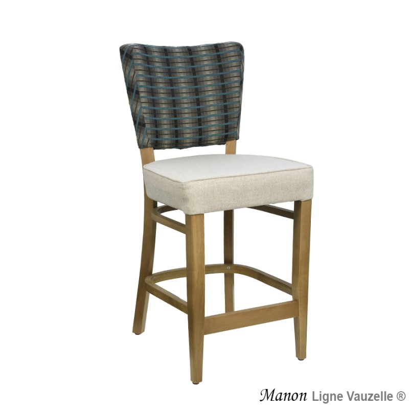 Tabouret MANON Dos Tapissé Assise Epaisse L Ht Ass 60cm