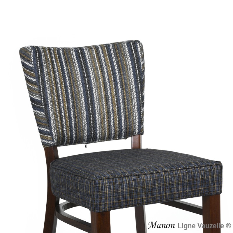 Tabouret MANON Dos Tapissé Assise Epaisse L Ht Ass 60cm