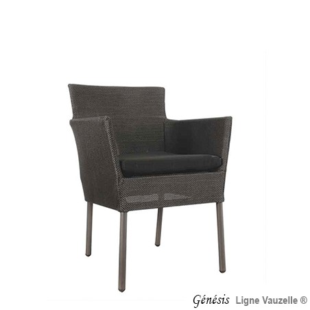 Fauteuil "GENESIS" avec Coussin Tissu Polyester Noir.