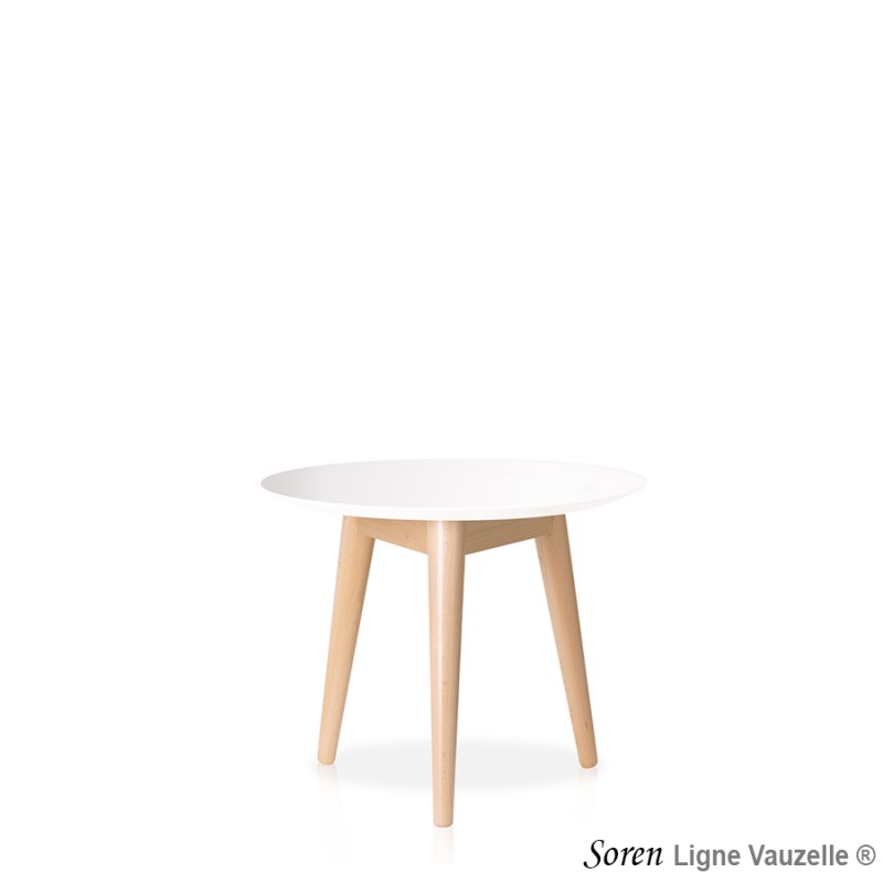 Table SOREN VERNIE 3 pieds HT40 plateau Hêtre D.50cm Chant Profil 6