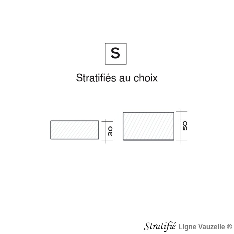 Plateaux MINNESOTA Stratifié Ep.50mm chant ABS Ep.2mm